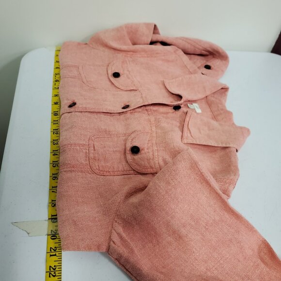 J Jill Womens Office Career Linen Button Up Jacket Size L Red Capsule Coastal - Picture 7 of 10